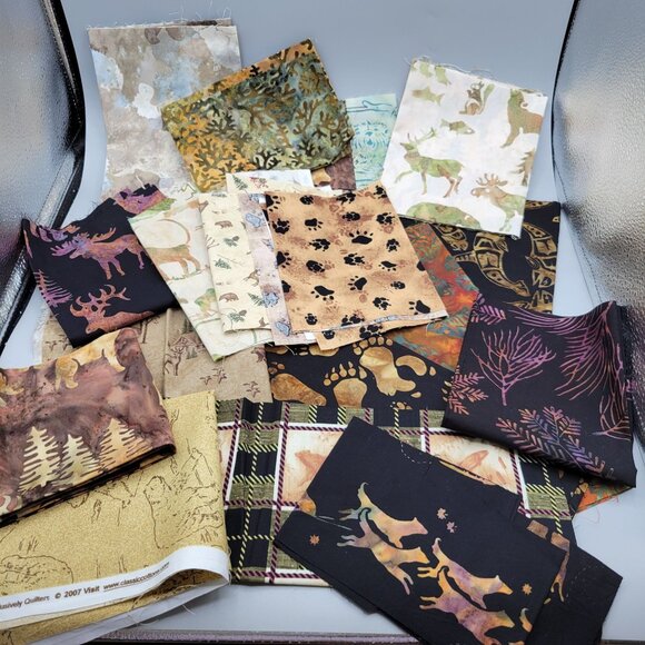 Wildlife Outdoor Fabric Scraps Crafting Quilting Cotton Fabric Bundle 1 lb - Picture 2 of 3